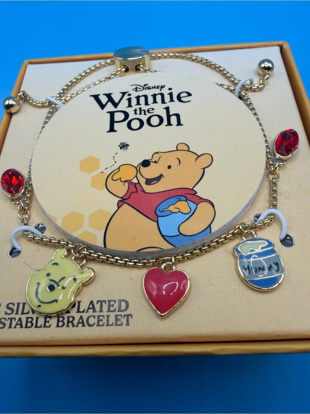Disney Winnie the Pooh Gold-Plated Kids Charm Bracelet - Yellow & Red